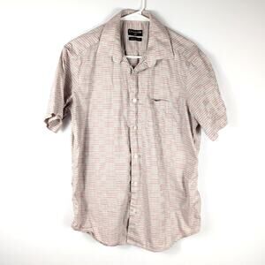 Crocodile Mens Short Sleeve Button Down Shirt Size 40 Giza Cotton Plaid